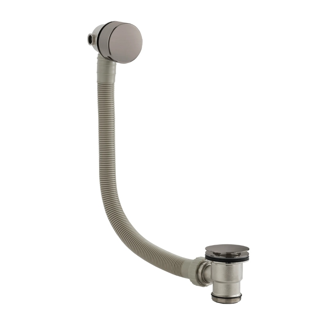 BC Designs Brushed Nickel Overflow Bath Filler & Waste Cut Out